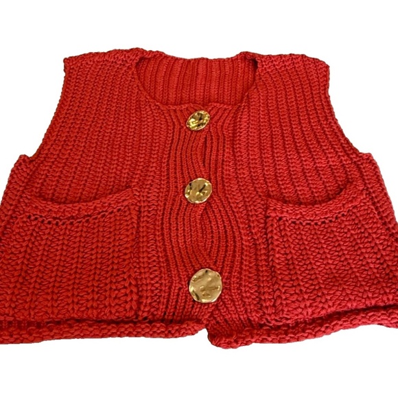Unbranded Women's Button-Up Boho Sleeveless Vest Sweater; Gold Buttons; Small - Picture 3 of 5